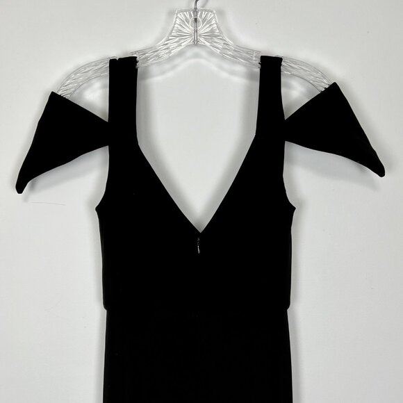 ABS Allen Schwartz Black Cold Shoulder Deep V Neck Mermaid Maxi Dress size XS - Picture 10 of 15